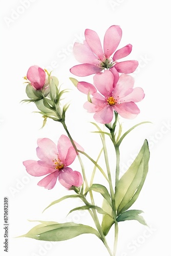 Minimalist Watercolor Pink Wildflowers