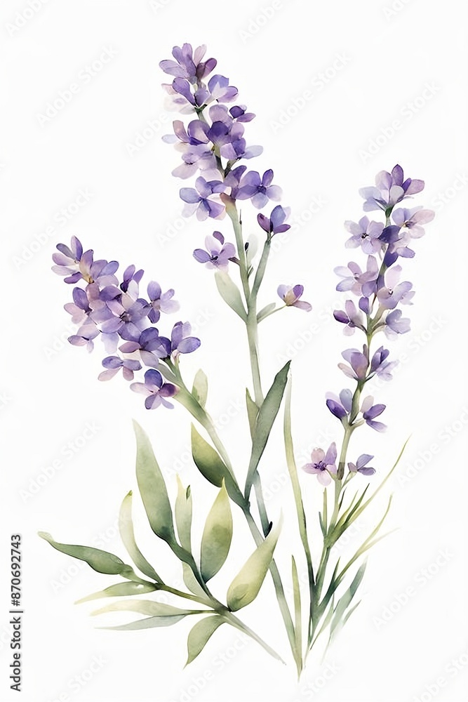 Obraz premium Minimalist Watercolor Purple Wildflowers, Lavender