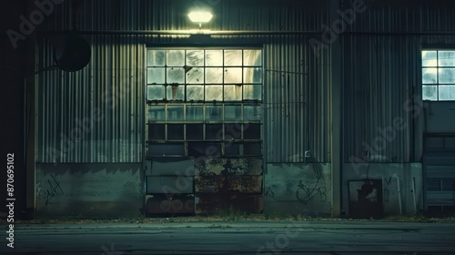 industrial facade juxtaposed against a modern city skyline, emphasizing the evolution of architecture and urban development