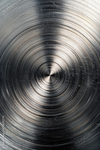 Wallpaper Mural Close-up of a polished metallic surface with circular patterns. The texture and reflection reveal intricate details in the metal, offering an industrial feel. Torontodigital.ca