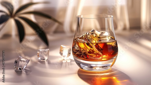 classic whiskey served over ice, highlighting the deep golden hue and rich textures, ideal for savoring after a long day