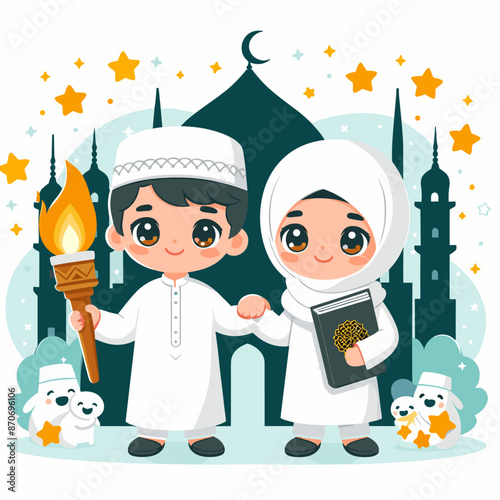 Happy islamic new year vector illustration