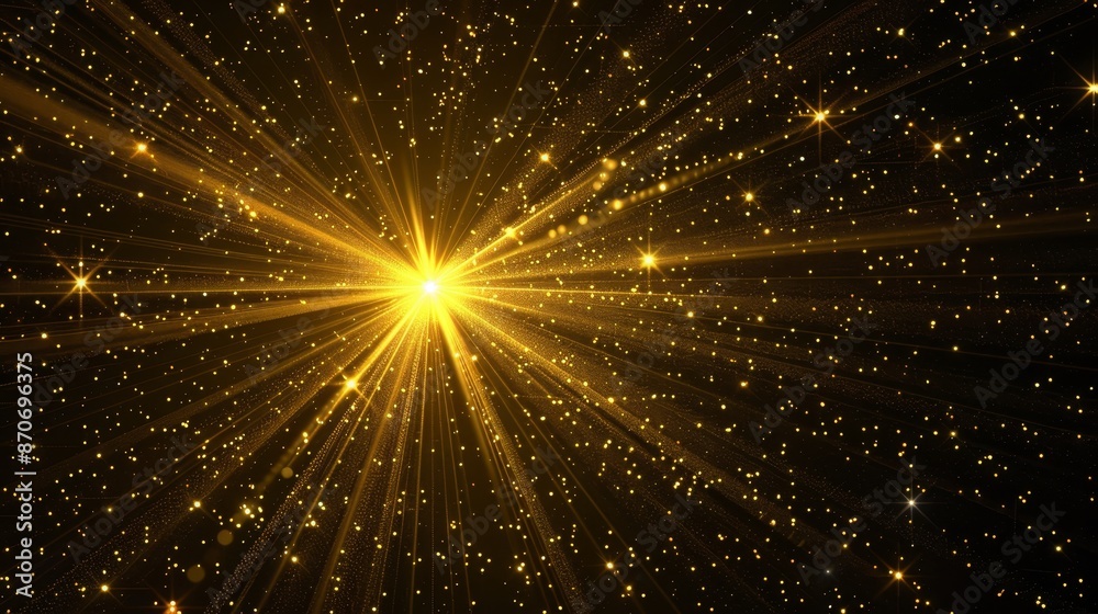 An abstract black background with optical lens flares looping behind a gold star star. Lighting lamp rays effect a dynamic bright video. An abstract black background with optical lens flares looping behind a gold star star. Lighting lamp rays effect a dynamic bright video.