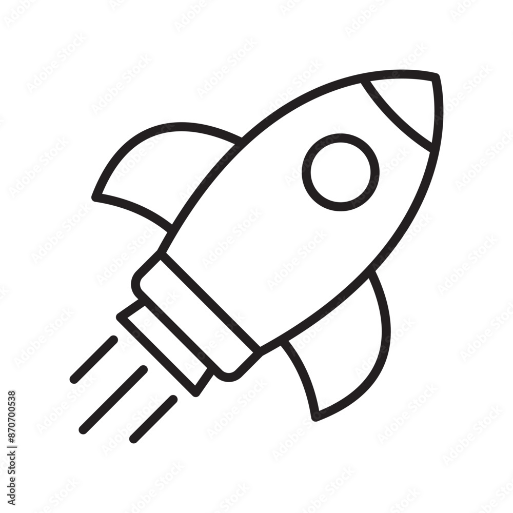 Rocket icon. Simple outline rocket sign. Rocket launched icon. Rocket icon. Simple outline rocket sign. Rocket launched icon.