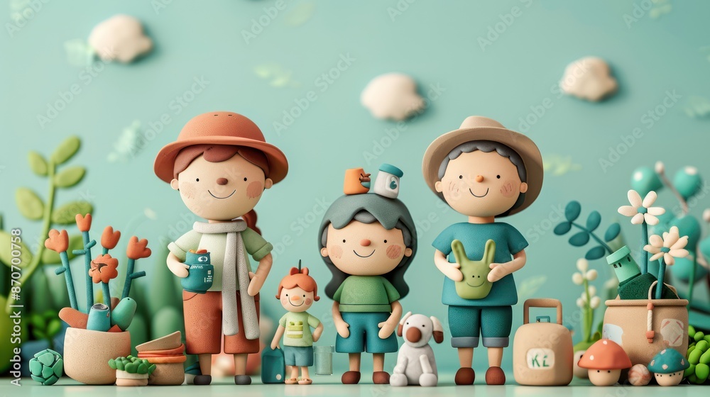 Eco-Friendly Family: Clay Art Scene of Recycling and Composting at Home for Nature Protection, Generative AI Eco-Friendly Family: Clay Art Scene of Recycling and Composting at Home for Nature Protection, Generative AI