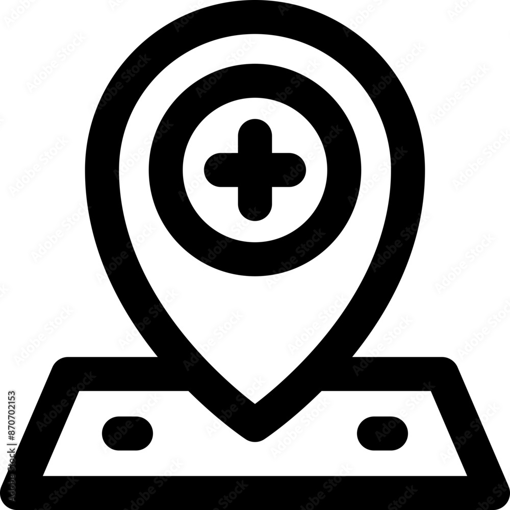 hospital location icon. vector line icon for your website, mobile, presentation, and logo design. hospital location icon. vector line icon for your website, mobile, presentation, and logo design.