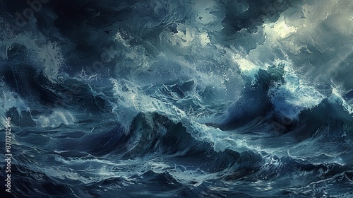 Stormy seas rage with fierce intensity, reminding us of water's untamed power.