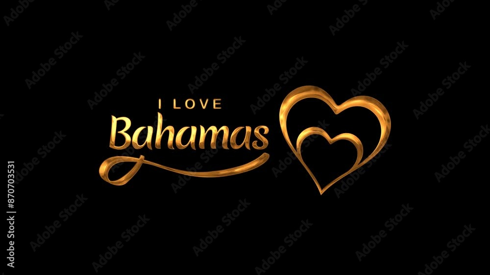 I Love Bahamas Text Animation on Gold Color with Transparent Background. Design suitable for Bahamas themed events, advertisements, social media posts. I Love Bahamas Text Animation on Gold Color with Transparent Background. Design suitable for Bahamas themed events, advertisements, social media posts.
