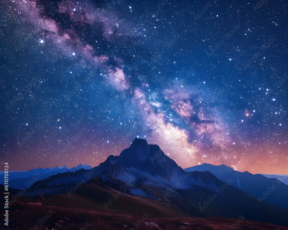 The Milky Way Illuminating the Silent Mountain Range at Dusk The Milky Way Illuminating the Silent Mountain Range at Dusk
