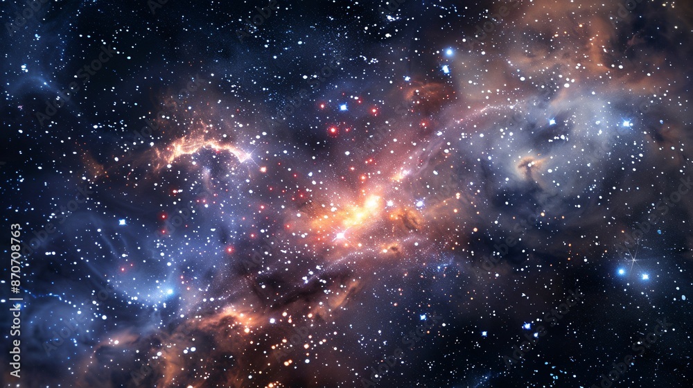 A stunning illustration of the universe with a nebula and distant galaxies A stunning illustration of the universe with a nebula and distant galaxies
