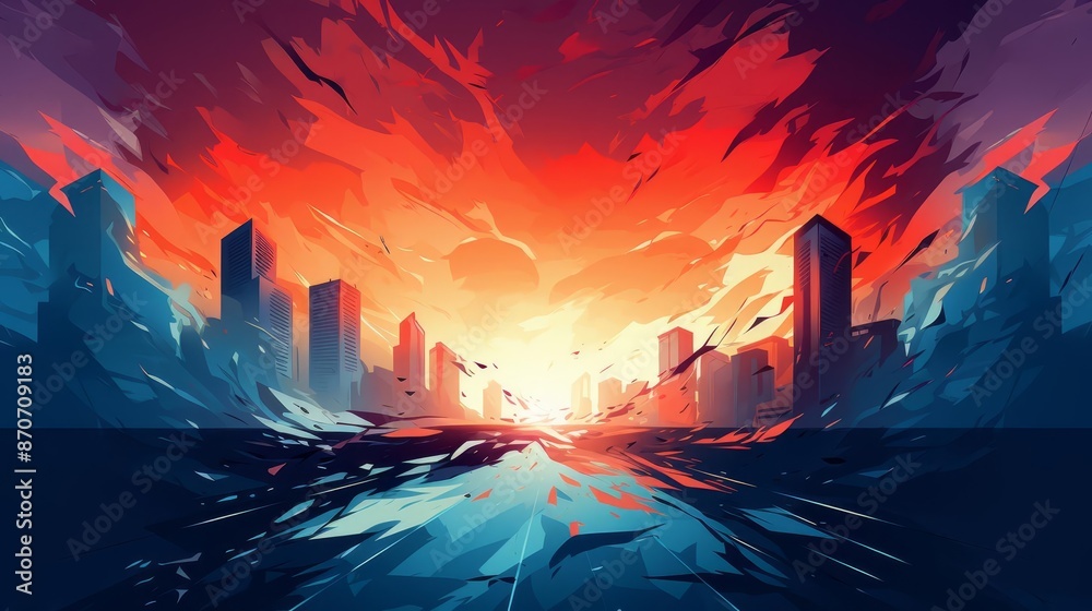 Fototapeta premium sharp angles flat design front view intense conflict animation Complementary Color Scheme