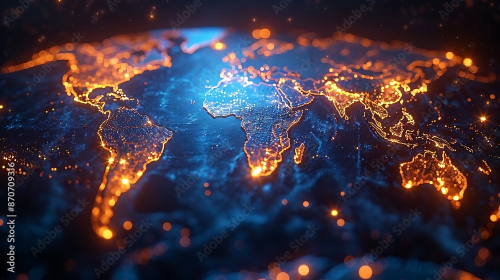 Glowing Global Connections: A Mesmerizing Night View of the World Glowing Global Connections: A Mesmerizing Night View of the World