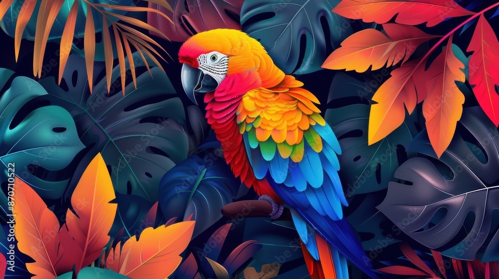 Fototapeta premium Vibrant Macaw in Tropical Paradise