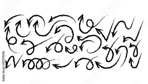 Set arrows pointing in different directions handwritten calligraphy isolated on white background , Flat Modern design, illustration Vector EPS 10