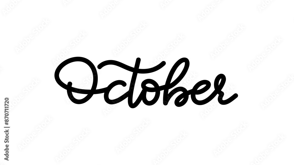 October 10 Lettering October brush calligraphy, Handwritten ink lettering. Hand drawn design ...