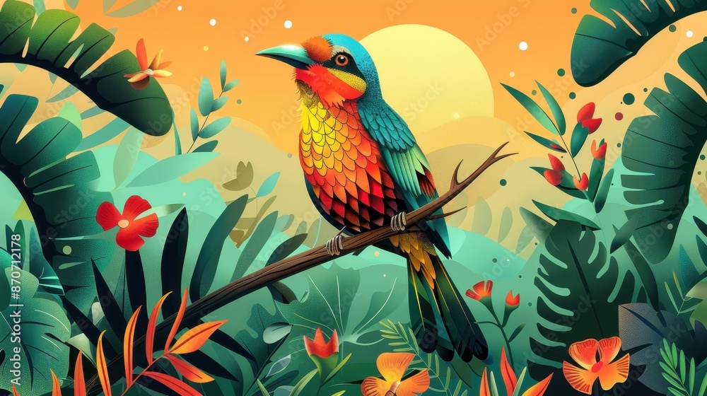 Colorful Bird in Tropical Paradise Colorful Bird in Tropical Paradise