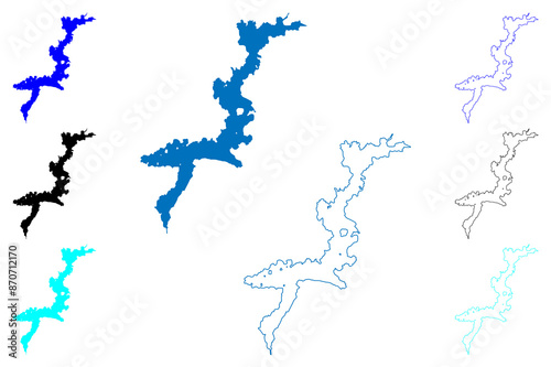 Lake Lough Derg (Republic of Ireland) map vector illustration, scribble sketch Lough Dergart or Loch Deirgeirt map