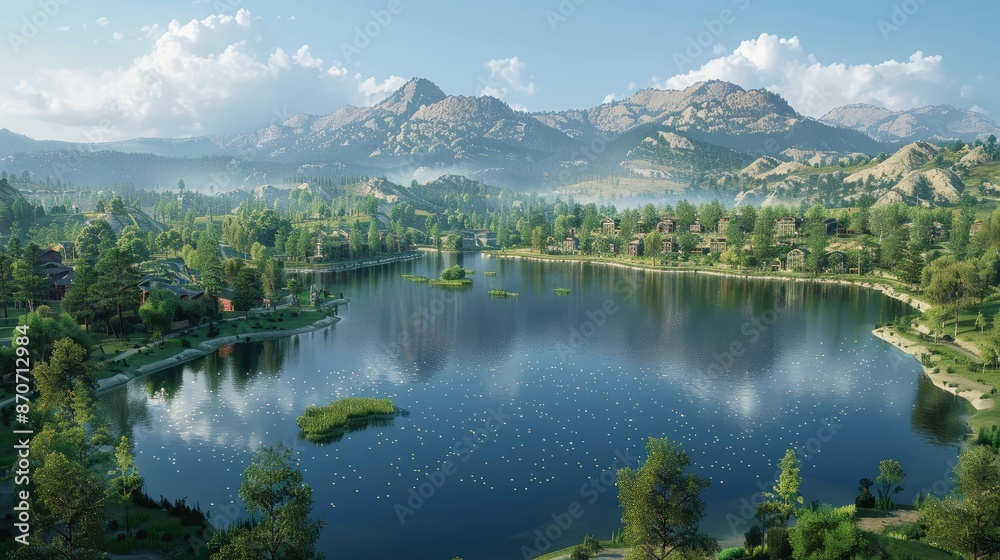 Fototapeta premium Advanced land development with futuristic planning tools