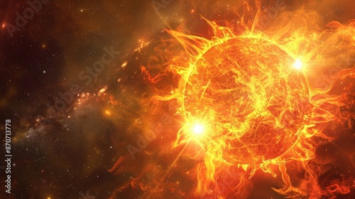 Fiery Sun in Space
