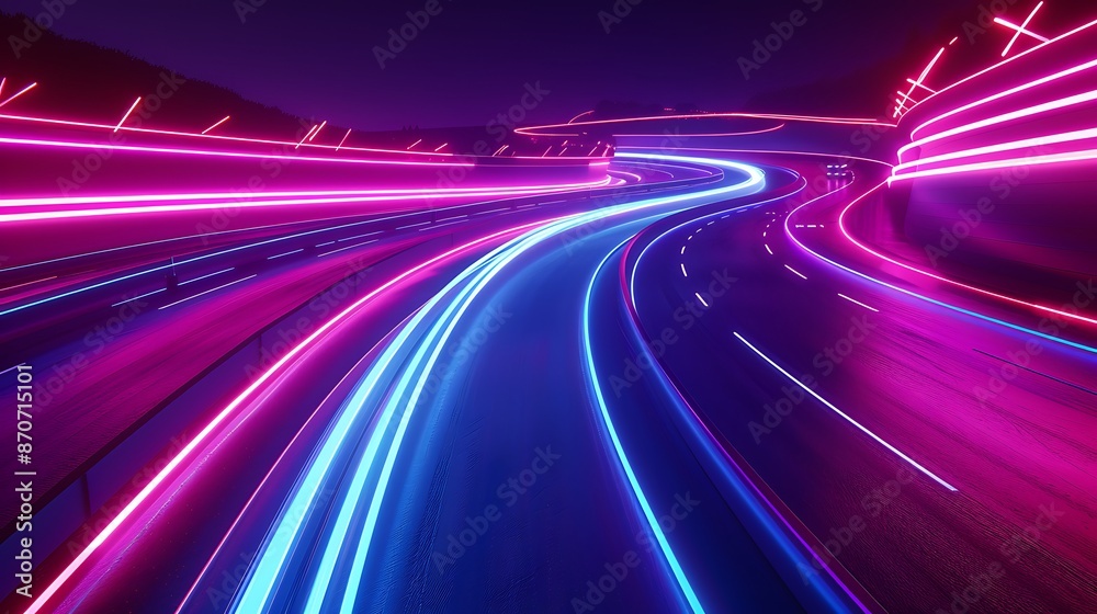 Neon Highway at Night Neon Highway at Night