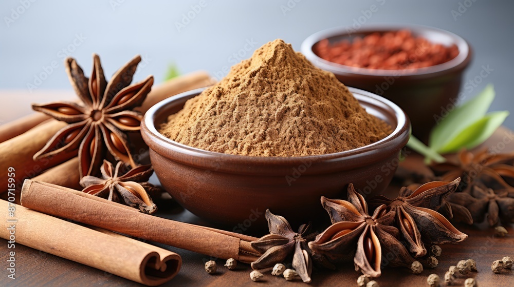 a table with spices and spices including spices and spices. a table with spices and spices including spices and spices.