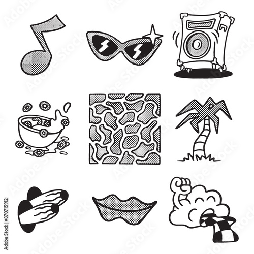 Set of illustration doodle icons, good for social media content, print base application and merchandise.