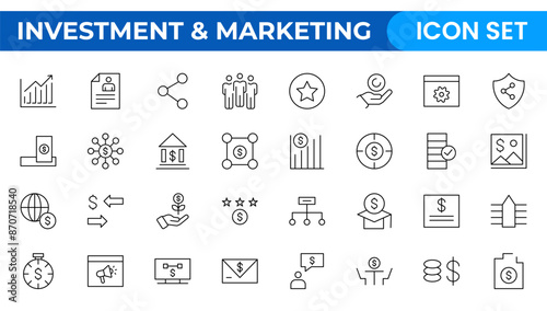 SEO and promotion line icons collection. Big UI icon set. Thin outline pack. set of marketing icons, SEO, website, social media, sales online advertising. Solid vector symbol illustration.