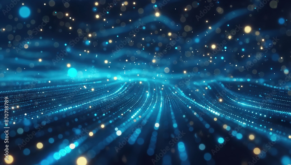 Abstract Blue Glowing Light Wave on a Black Background Abstract Blue Glowing Light Wave on a Black Background