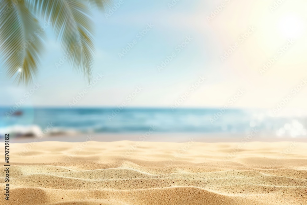 Blurred Tropical Beach Background With Palm Trees and Sandy Shore Blurred Tropical Beach Background With Palm Trees and Sandy Shore