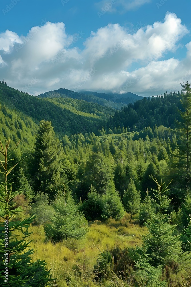 Green mountains and forests under the blue sky Green mountains and forests under the blue sky