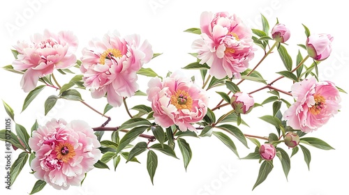 Blooming Pink Peonies Branch © XtzStudio