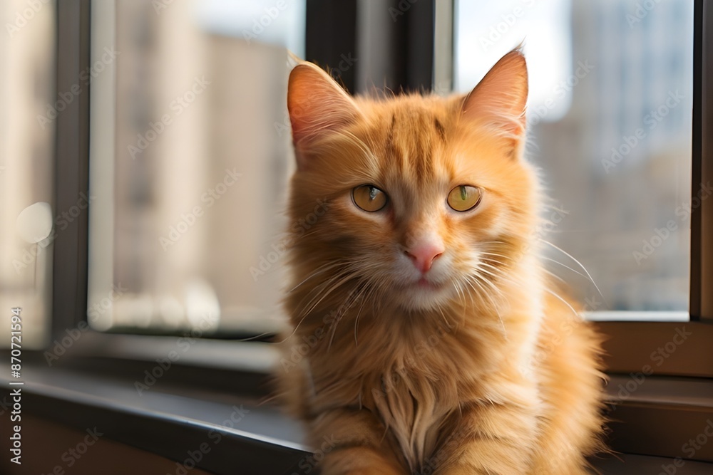 custom made wallpaper toronto digitalA cute orange and white tabby cat with beautiful eyes sitting on a window sill