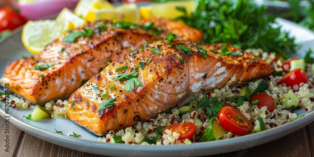 Grilled Salmon With Quinoa and Roasted Vegetables
