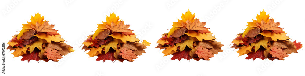 Collection of pile of autumn leaves isolated on transparent or white background Collection of pile of autumn leaves isolated on transparent or white background