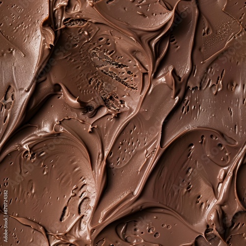 Chocolate ice cream texture, top view seamless pattern