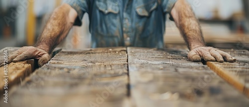 Wallpaper Mural Carpenter creating a rustic wooden sign for a storefront, with handpainted lettering, representing bespoke signage Torontodigital.ca