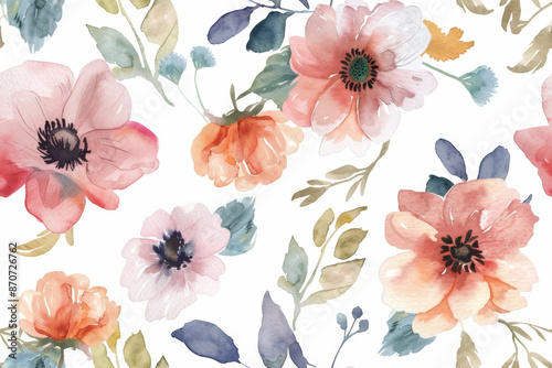 Flower watercolor seamless pattern