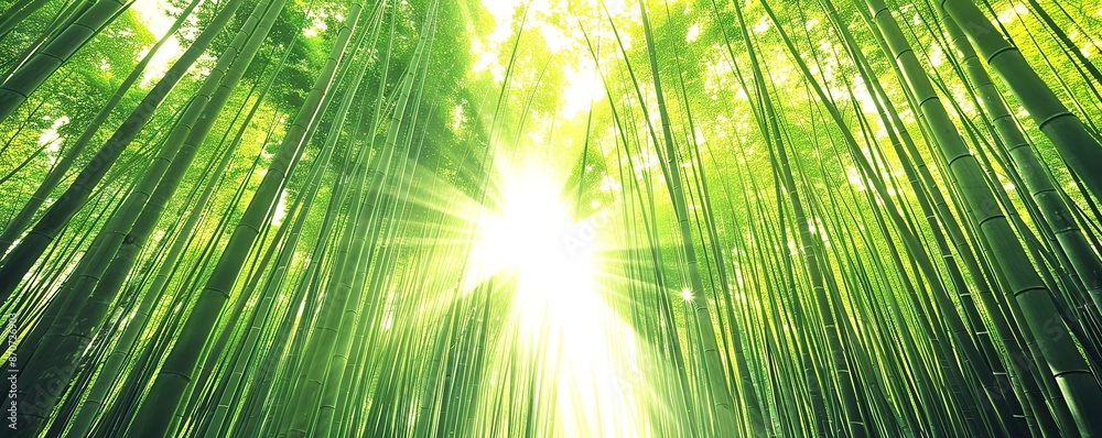 Fototapeta premium A bamboo forest exposed to sunlight from above