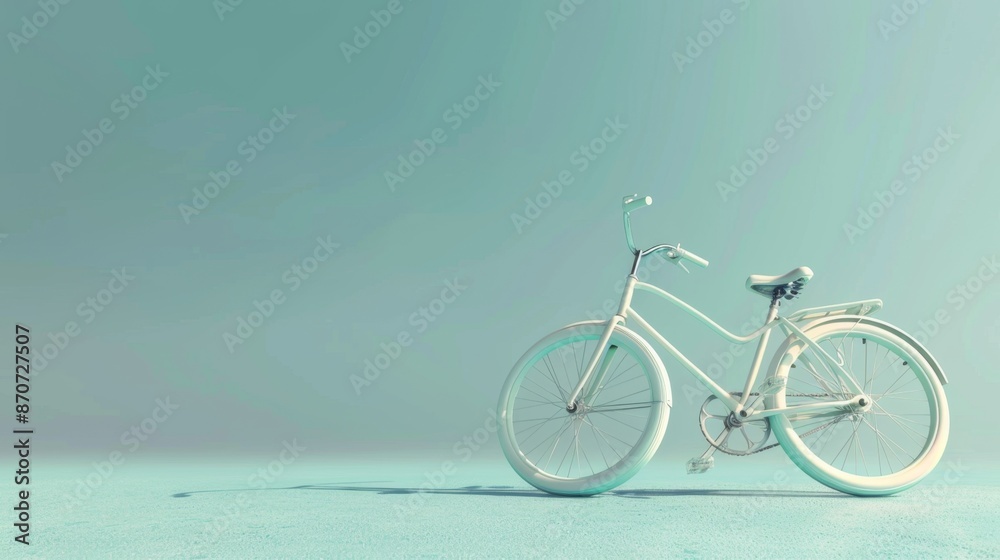 Fototapeta premium White bicycle 3d render, copy space