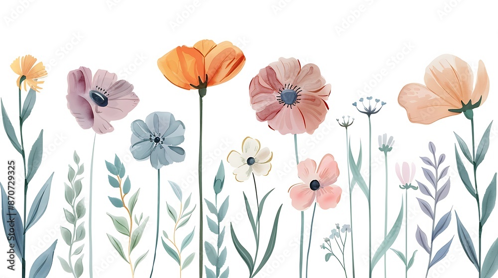 Naklejka premium Floral Watercolor Illustration