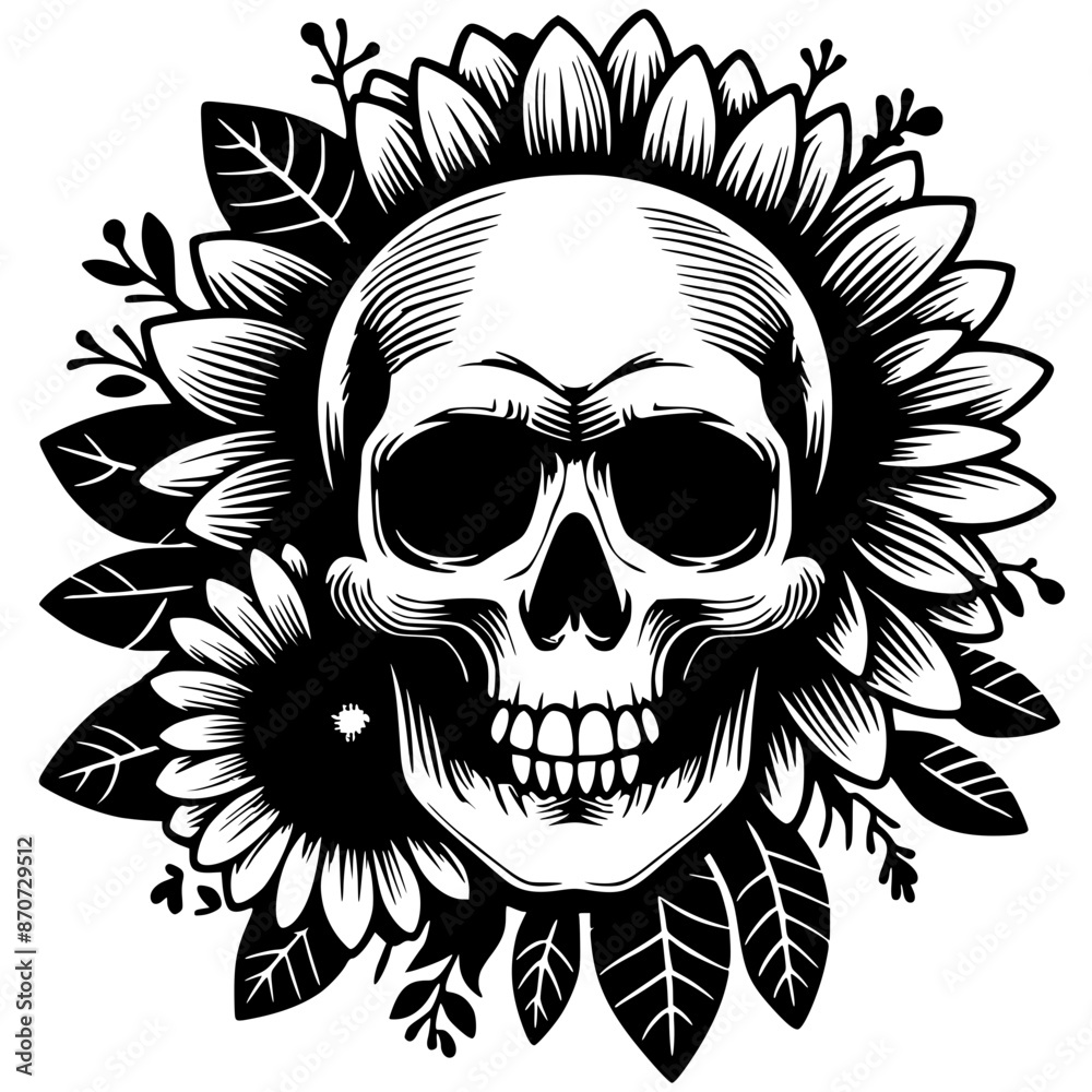Flowering skull silhouette Flowering skull silhouette