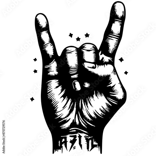 Rock n roll hand symbol silhouette