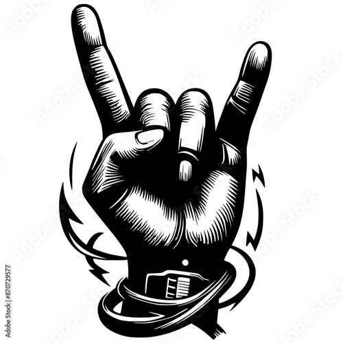 Rock n roll hand symbol silhouette