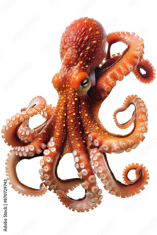 A red octopus isolated on a white background A red octopus isolated on a white background