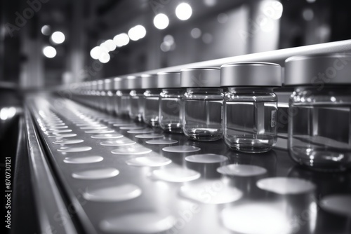 A row of glass bottles fill...