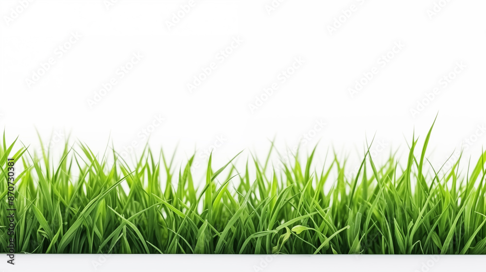 A long green grassy field with a white background A long green grassy field with a white background