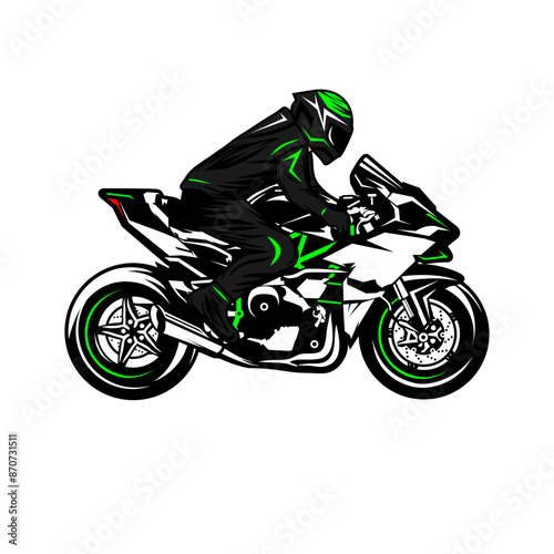 super sport bike rider side view vector illustration, super bike rider