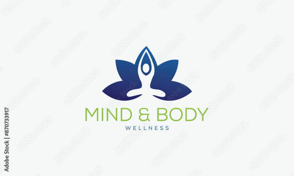 Obraz premium Wellness and Yoga logo design vector illustration logo design template 
