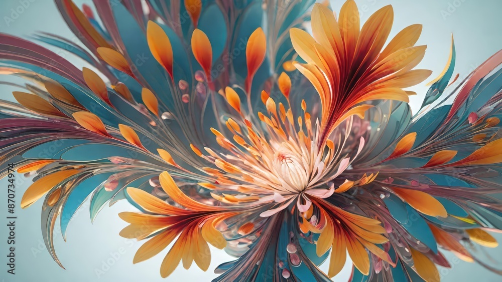 Fototapeta premium abstract, floral, fractal, digital art, colorful