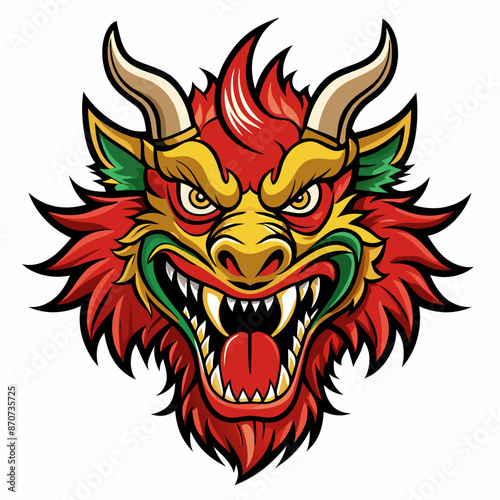 roaring chinese dragon dragon head isolated on whi